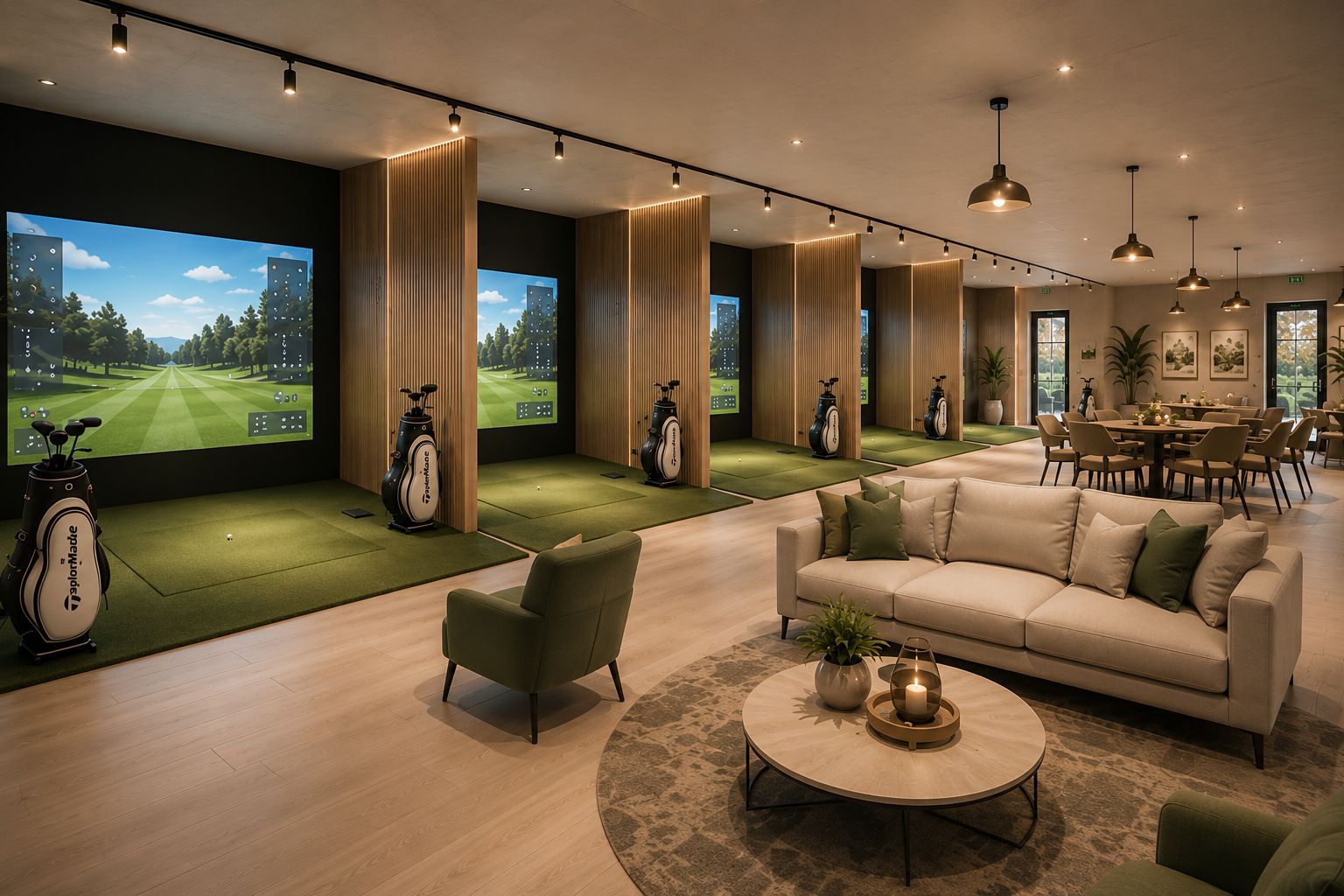 The Golfers luxe indoor golf simulator faciliteit met moderne Trackman technologie
